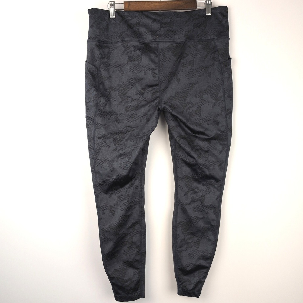 Mondetta Women XL Leggings Blue Combo Brushed Jacquard High Rise Camo Pockets - Picture 5 of 8